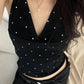 Polka Dot Print Tank Tops Women V-Neck Halter Lace-Up Backless Sleeveless Skinny Sexy Daily Street Summer Basic Vest