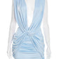 Deep V Neck Sleeveless Sexy Mini Dress Women Elegant Hollow Out Backless High Waist Ruched Skinny Club Party Dresses