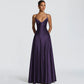 Spaghetti Strap Deep V Neck Backless Maxi Dress Satin Purple Party Dresses Woman Elegant Luxury Ball Gowns
