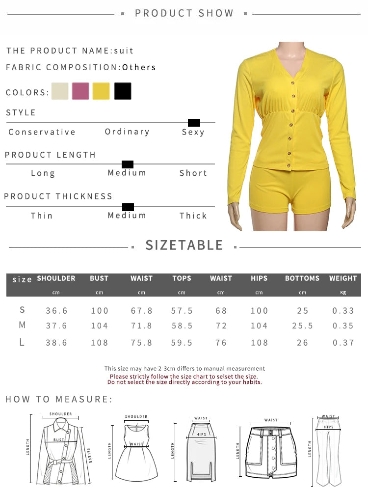 Y2K Sweet Style 2 Piece Set Women Single-Breasted Cardigan Full Sleeve Tops+Skinny Shorts Street Elegant Casual Suit
