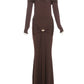 Off-shoulder Long Sleeve Sexy Maxi Dress For Women Fashion Strapless Backless Draped Bodycon Club Party Long Dress