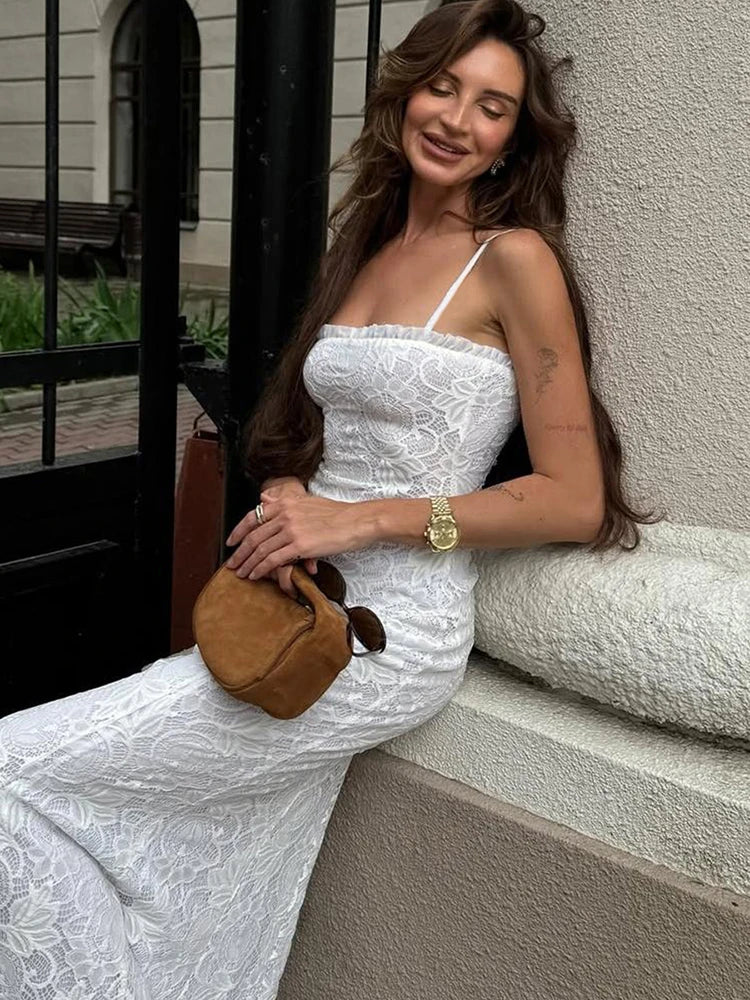 Off Shoulder Backless Sexy Dress Women Jacquard Patchwork Spaghetti Strap Ruffles Low-Neck Evening Prom Party Outfits