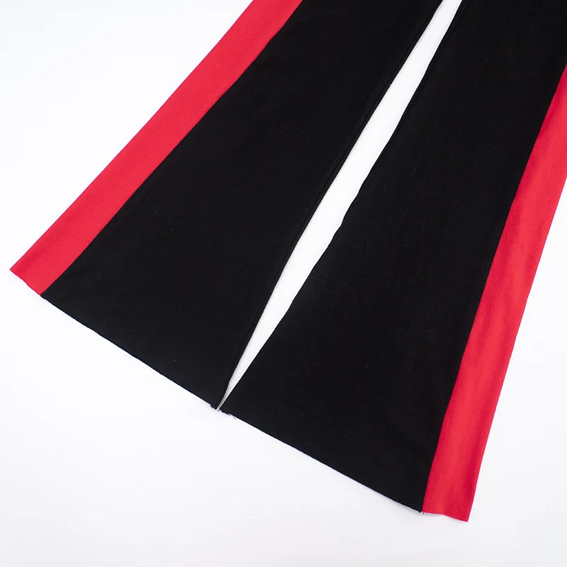 Sporty Autumn Simple Ankle Split Long Pants Women Patchwork High Waist Skinny Streetwear Fall Fashion Casual Trousers