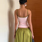 High Street 2 Piece Set Woman Color Blocking Low-Neck Backless Navel Exposed Camisole+Straight Pants Casual Fashion Suit