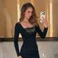 Y2k Shirts for Woman Draped Cowl Neck Long Sleeve Top with Lace Tube Top Two Piece Set White Black Fall 2026