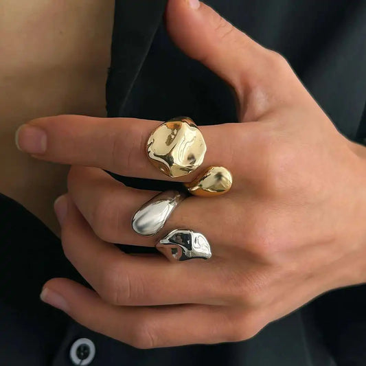 Unique Creative Adjustable Open Finger Rings for Men Trend Vintage Geometric Knuckle Ring Couple Jewelry Gift New