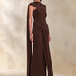 Women Asymmetrical Draped One Shoulder Maxi Dress Long Sleeve Waist Ruched High Split Bodycon Club Party Party Dress