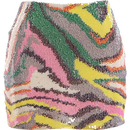 Midnight Colorful Sequin Patchwork Skirt Women Sexy Hottie Street Mini Peach Hip Clubwear Fashion Chic Skinny Outfits