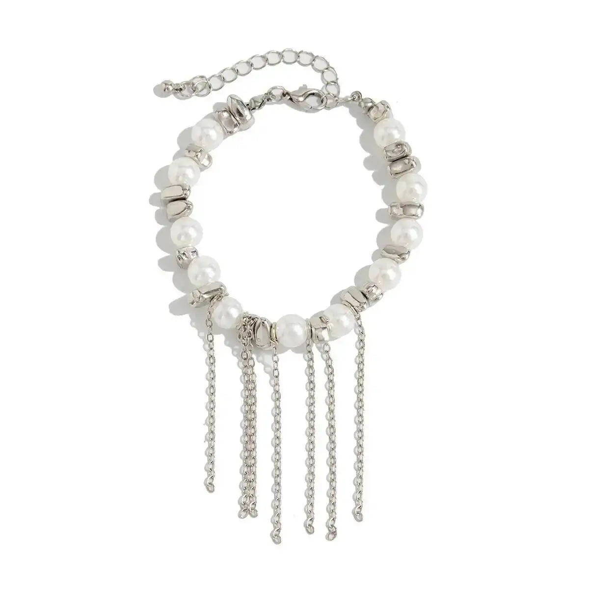 Elegant Tassel Link Pendant Bracelet Vintage Imitation Pearl Chain Charm Bangles for Women Couple Jewelry Gift