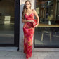 Floral Print Deep V Neck Sleeveless Maxi Dress Summer 2026 Elegant Evening Dresses Wedding Guest