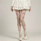 Sweet Lolita 3D Bow Pearl Sheer Pantyhose Women Transparent Mesh Tights Cute Bowknot Decor Hosiery Cosplay Stockings