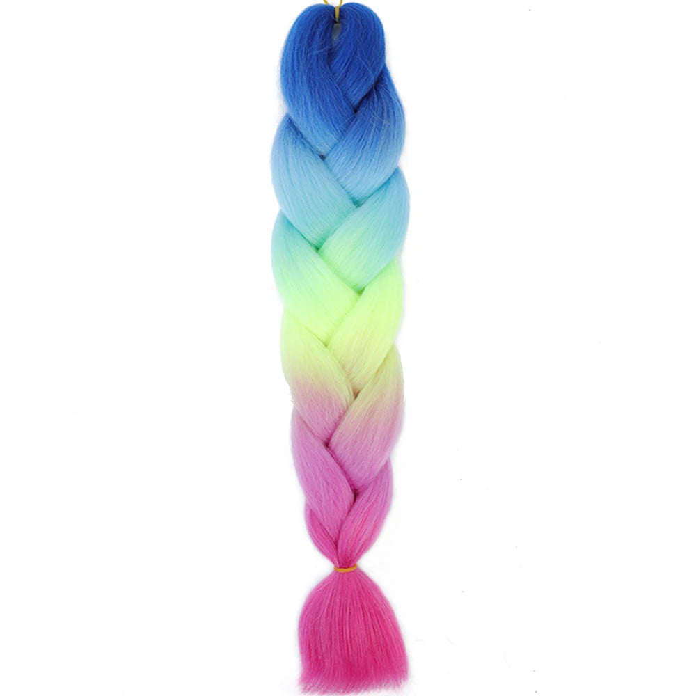 24 Inch Jumbo Box Braids Extensions Synthetic Braiding Hair DIY Hair Braids For Children Pink Purple Yellow Gray