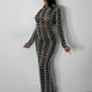 Mesh See Through Long Dress Women Rhinestones Decoration Full Sleeve Skinny Wrap Hip Midnight Sexy Coquette Vestidos