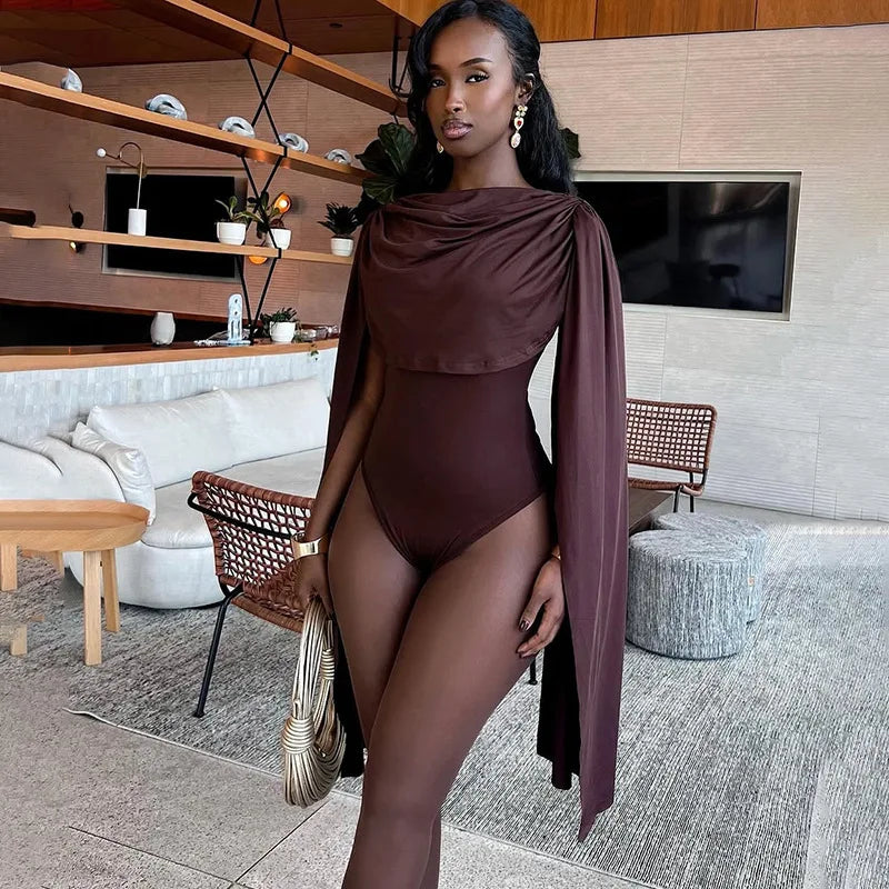 Women Elegant Sexy Swing Collar Shawl Bodysuits Chic Fashion Sleeveless Club Party Rompers Streetwear Overalls Tops