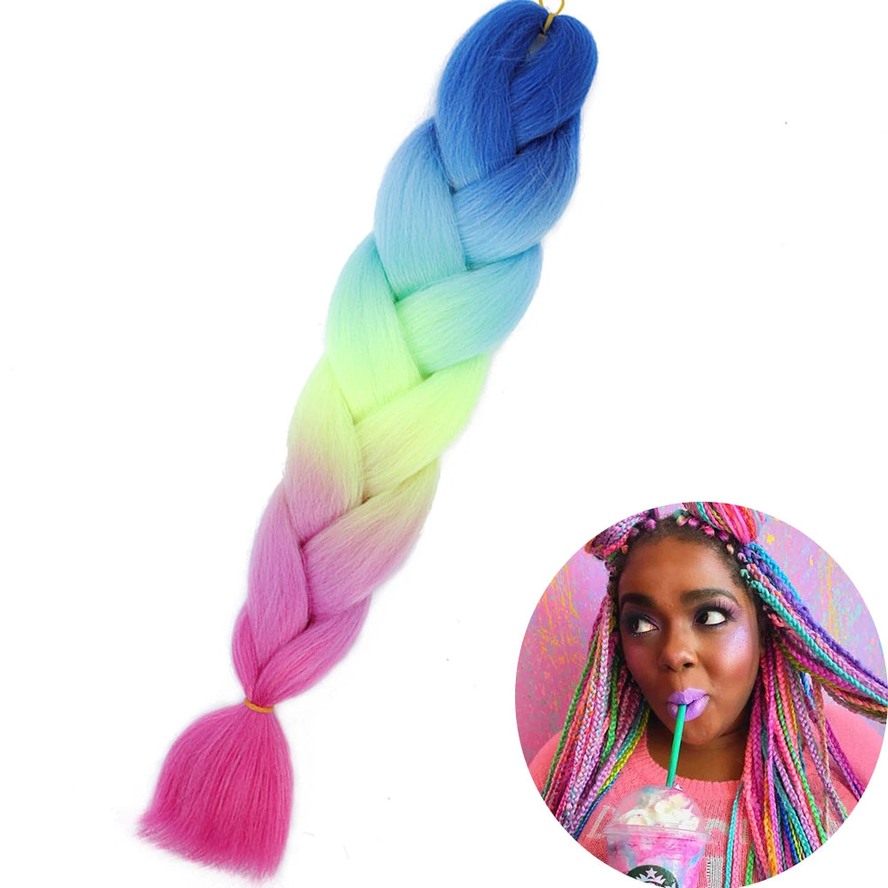 Synthetic Jumbo Braiding Hair Extension 24 Inch Heat Resistant Fiber In Bulk Ombre Jumbo Braids Hair For Black Women