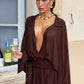 Split Full Sleeve Single-Breasted Dress Women Deep v-Neck Bandage Irregular Hem Autumn Fashion Sexy Classic Mini Bodycon