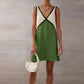 Women Y2k V Neck Short Tank Dress Patchwork Sleeveless Babydoll Mini Dresses Elegant Boho Vacation Sundress