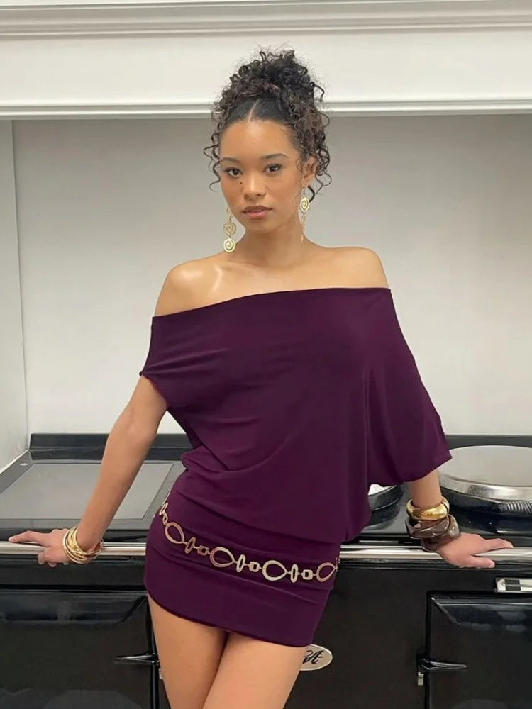 Asymmetrical Off Shoulder Mini Dresses Woman Clothes Fashion Sexy Summer Dress