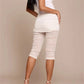 Women Lace Cropped Leggings with Skirt Overlay See Through Mesh Capri Pants High Waist Ruched Summer Casual Streetwear
