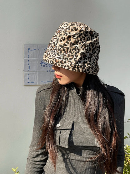Casual Bucket Hat with Leopard Print