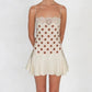 Y2K Polka Dot Sexy Mini Dress Women Summer Lace Satin Spaghetti Strap Sleeveless Backless Slim Fit Beach Club Dress