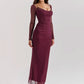 Elegant Sheer Long Sleeve Sexy Maxi Dress For Women Fashion Mesh Strapless Backless Club Party Sexy Long Dress 2024