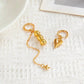 Punk Peach Heart CCB Bead Pendant Ear Clip Cartilage Clip Earring Women Trendy Elegant Gold Color Earing Y2K Jewelry