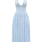 Deep V Neck Halter Sexy Madi Dress Women Fashion Sleeveless Backless A-line Loose Pleated Evening Long Dress Elegant