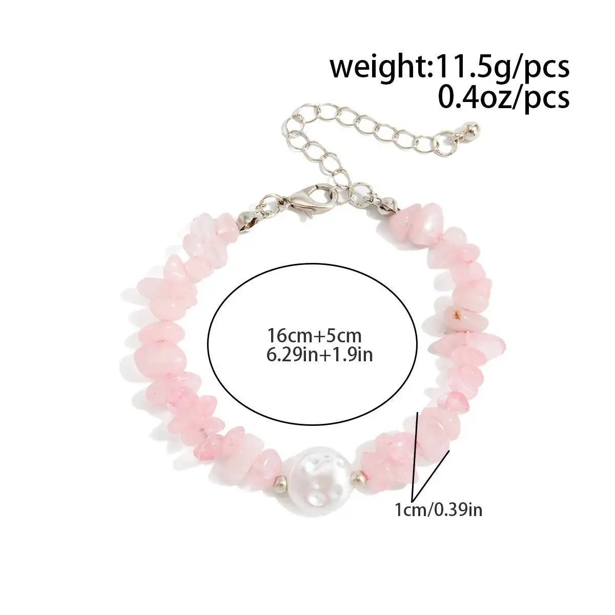 Trendy Elegant Imitation Pearls Bracelets for Women Vintage Irregular Pink Stone Hand Accessories 2026 New Year Jewelry