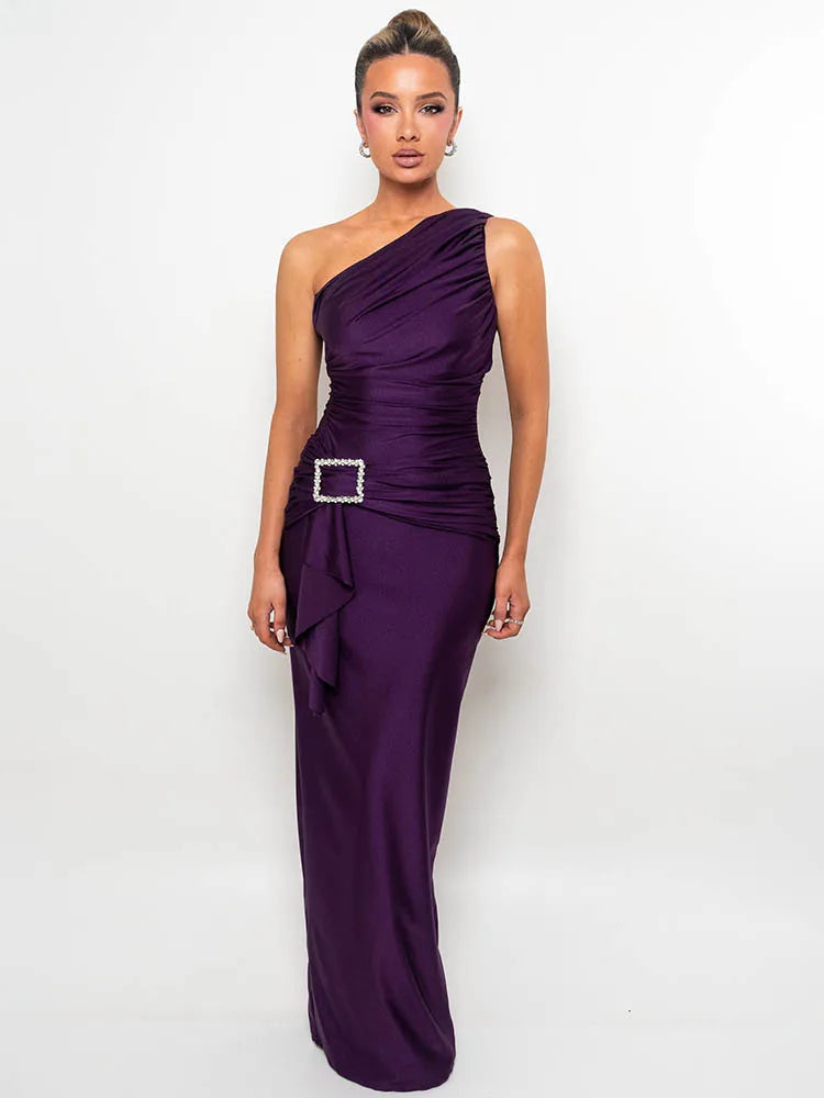 One Shoulder Backless Sexy Maxi Dress Women Gown Fashion Inclined Collarsleeveless Backless Bodycon Club Party Dresses
