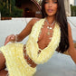 Sequin Tassels 2 Piece Set Women Sexy Swing Collar Tank Tops+Peach Hip Skits Midnight Summer Birthday Party Clubwear
