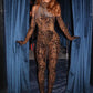 Wild Leopard Print 2 Piece Set Women Long Sleeve Glove+Turtleneck Strapless Skinny Jumpsuit Street Trend Sexy Suit