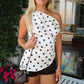 Y2K Polka Dot Print Vest Tops Summer Fashion One Shoulder Women Casual Asymmetrical Tank Top Party Street Style Outfit