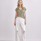 Minimalist Cute Lace Solid Flutter Sleeve Design Tshirt For Women