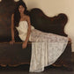 Lace White Dresses Woman Elegant Strapless Asymmetrical Drape Fishtail Maxi Dress Evening Gown