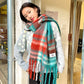Warm Dopamine Color Block Rainbow Fringe Scarf For Women