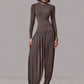 Long Sleeve Draped Sexy Jumpsuit Women Overalls Autumn Winter New Patchwork Solid Turtleneck High Waist Slim Jumpsuis