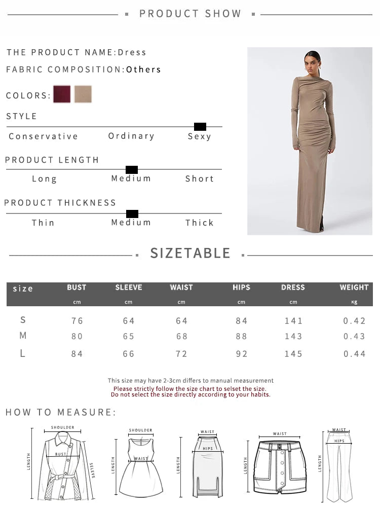 Christmas Folds Backless Maxi Dress Women Side High Slit Full Sleeve Solid Skinny Elegant Prom Party Simple Vestidos