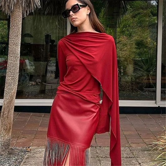 Women Boat Neck Cape Tops Solid Color Long Sleeve Attached Scarf Poncho Elegant Ladies Shawls Fashion Streetwear
