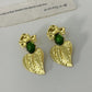 Exaggerated Metal Golden Leaf Dangle Earrings for Women Jewelry Gorgeous Fashion Show Collection Earrings Accessories