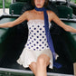 Y2K Polka Dot Sexy Mini Dress Women Summer Lace Satin Spaghetti Strap Sleeveless Backless Slim Fit Beach Club Dress
