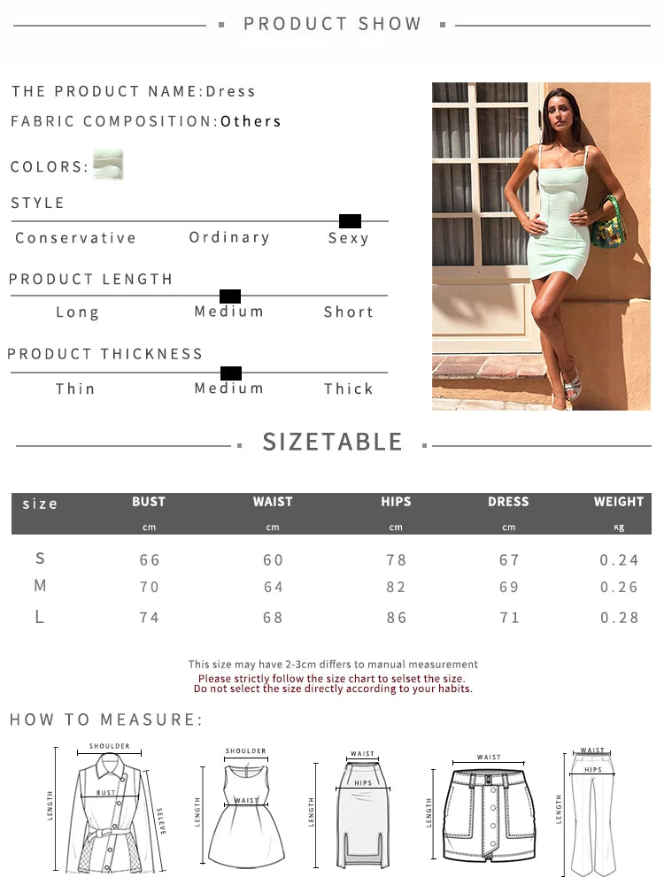 Sexy Backless Mini Dress Woman Summer Trend Spaghetti Strap Square Collar Sleeveless Street Elegant Fashion Bodycon