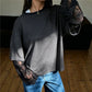 Women Fake Two Piece Striped T Shirt Oversized Short Sleeve Top Sheer Floral Lace Flare Long Sleeve Underlayer Loose Tee