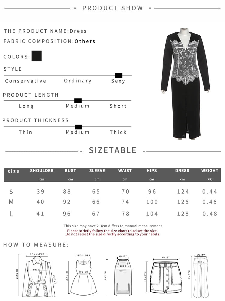 Elegant Lace Patchwork Maxi Dresses Woman Luxury V-Neck Full Sleeve High Splits Hem Midnight Prom Party Hipster Vestidos