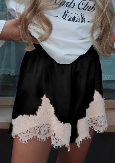 Women Satin Silk Lace Trim Shorts Silky Low Rise Boxer Shorts Y2k Teen Girls Cute Y2K Coquette Lounge Slip Bottoms