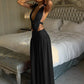 Halter Deep V Neck Backless Sexy Maxi Dress Women Elegant Off-shoulder Sleeveless Bodycon Club Party Long Dress Female