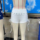 Y2K Sexy Women Low Rise Lace Up Mini Shorts Foldover Waist Eyelet Detail Micro Booty Shorts Clubwear Party Casual Shorts