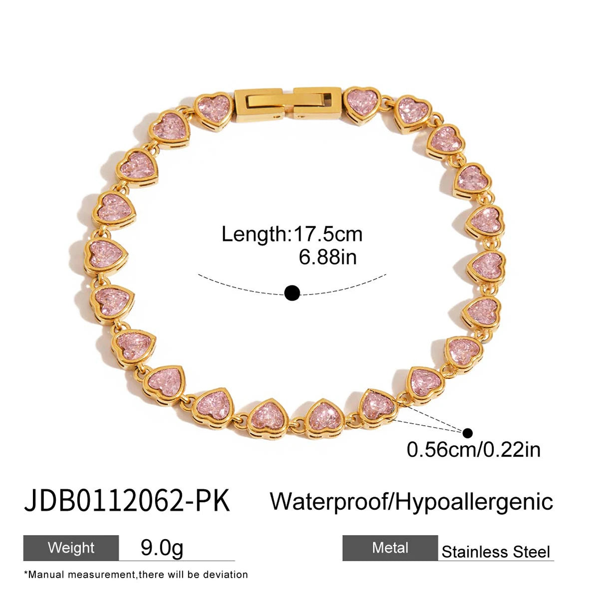 Zircon Star Metal Chain Bracelet Bangle Gold Plated Stainless Steel Watproof Summer Trendy Wrist Jewelry For Women