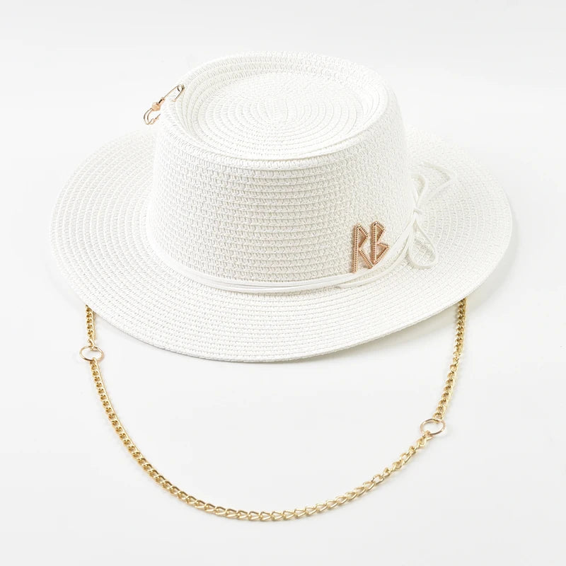 Spring Summer Straw Hats for Women Ribbon Decoration Elegant Ladies Party Dress Hats Travel Beach Sun Hat Chapeau Femme