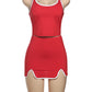 Casual Simple Women 2 Piece Set Tracksuit Skinny Tank Tops+Irregular Hem Skirts Matching Stretch Streetwear Outfits